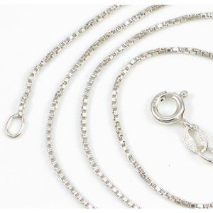 New Without Tags SS Italy 1mm Box Chain Necklace